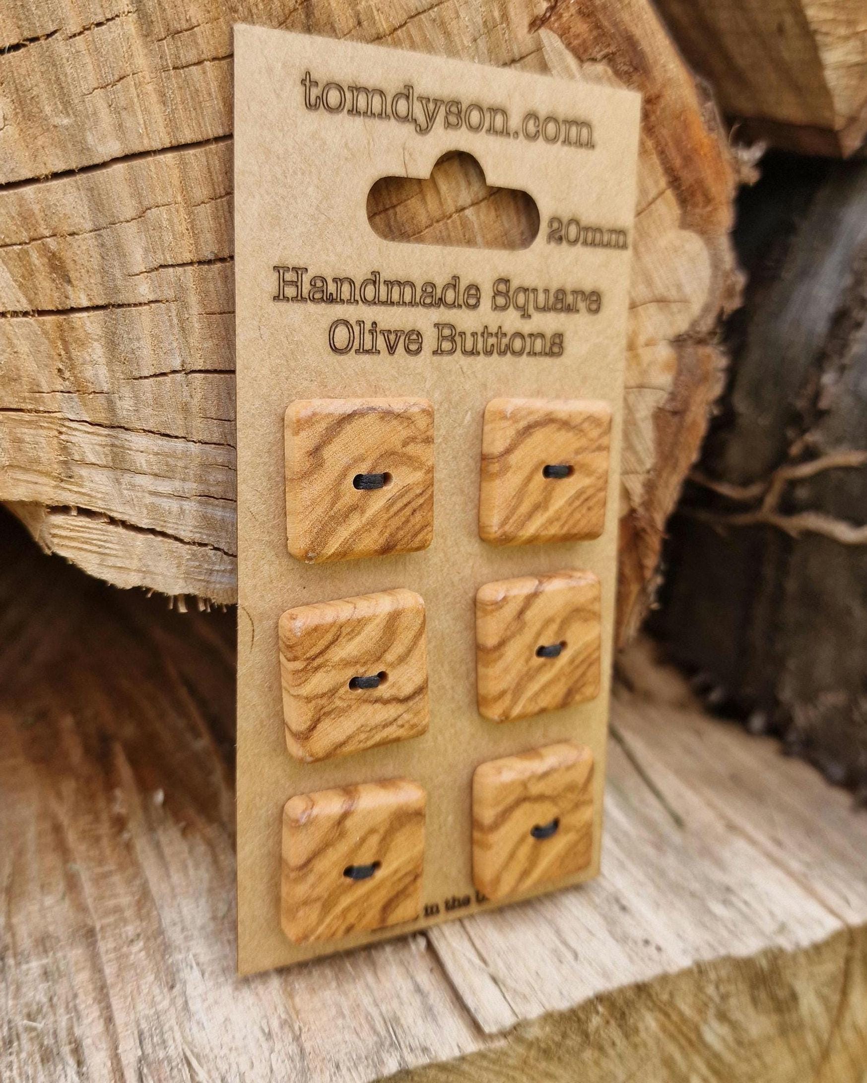 Handmade Olive Wood Buttons, Made in the UK