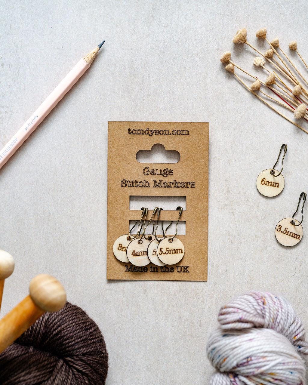 Crochet Hook Size Stitch Markers | Birch Plywood Gauge Tags