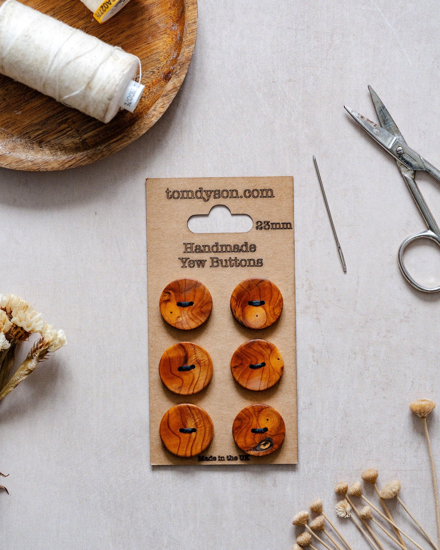 Yew Buttons, Handmade & Full Range of Sizes