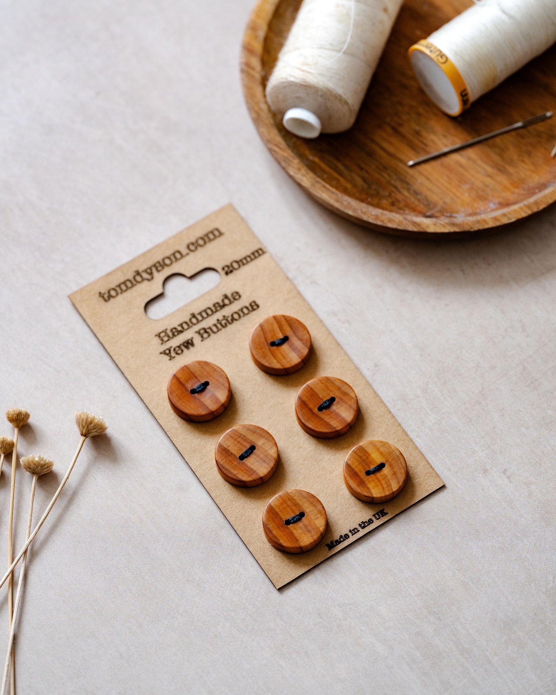Yew Buttons, Handmade & Full Range of Sizes