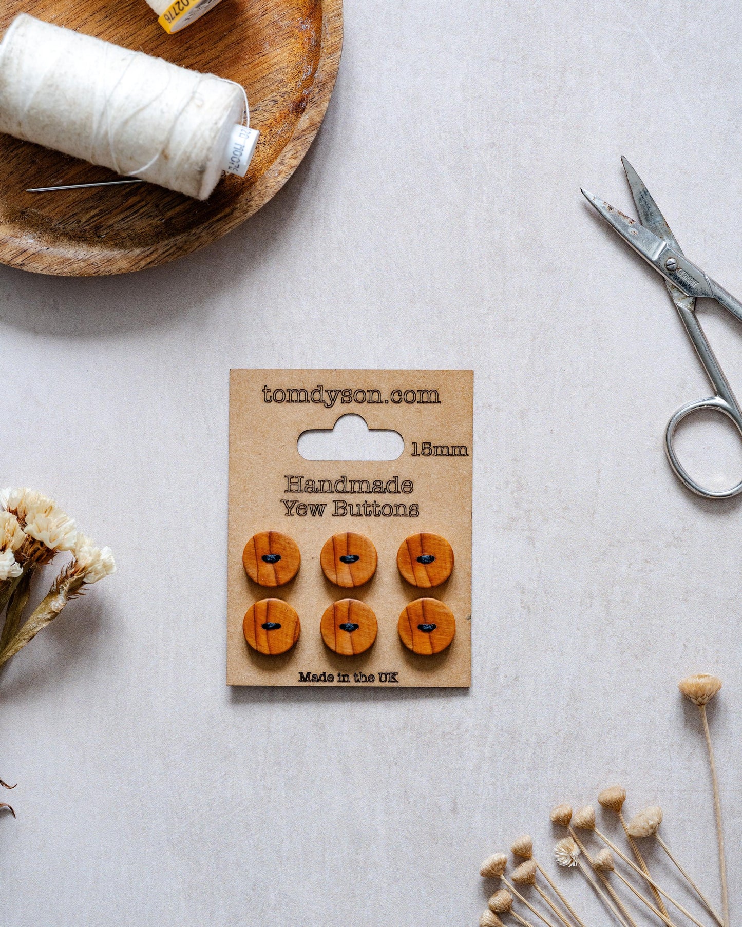 Yew Buttons, Handmade & Full Range of Sizes