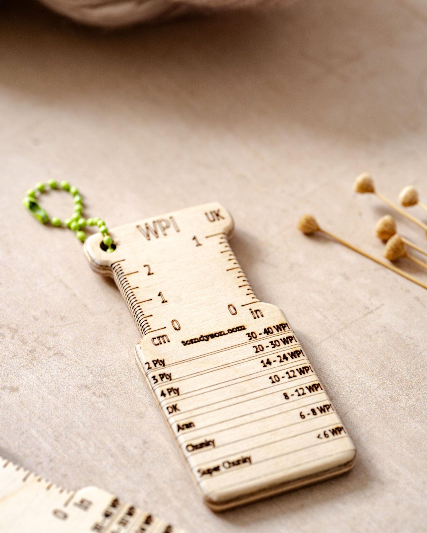 Dual-Sided Birch WPI Tool: UK & US Knitting Gauge