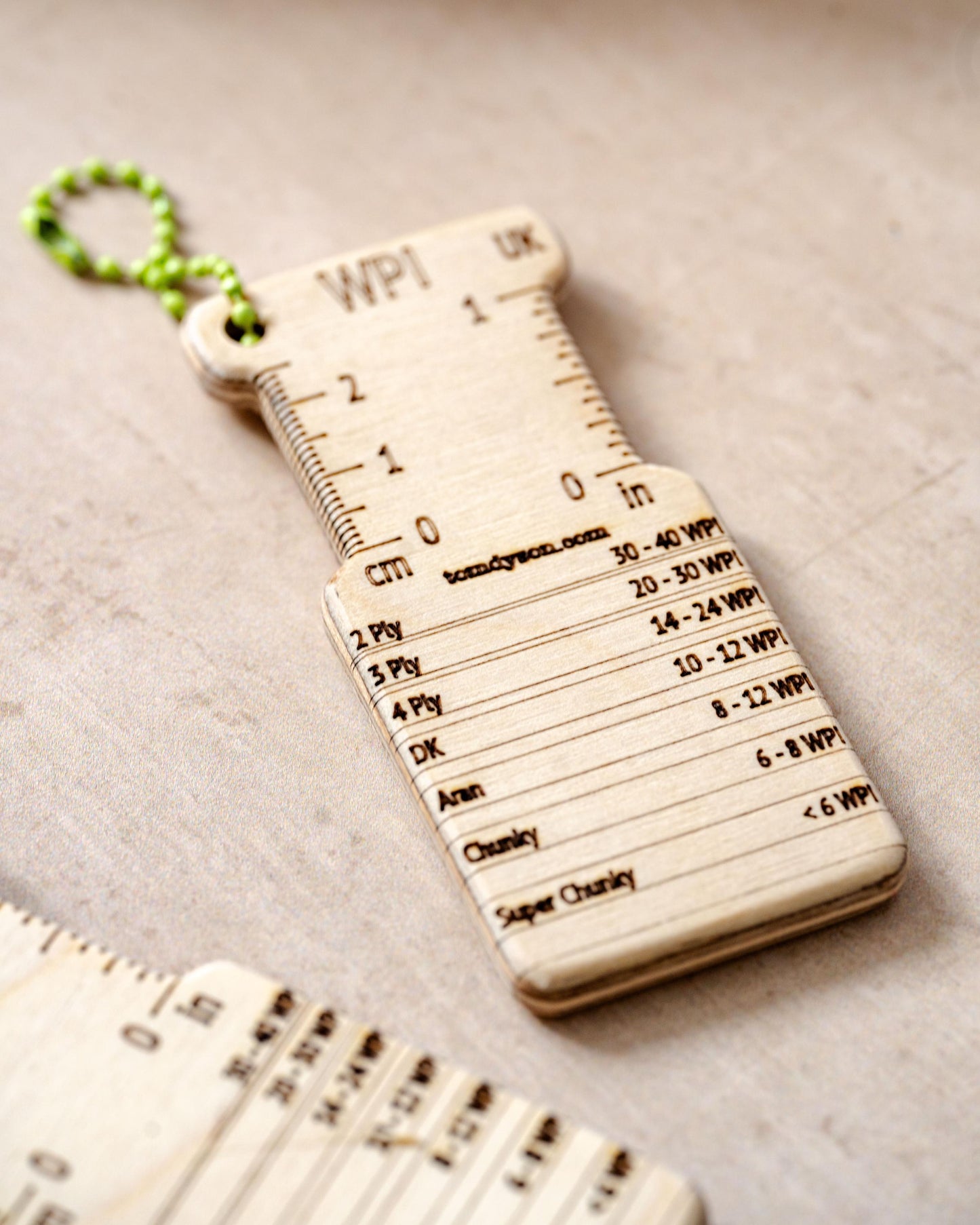 Dual-Sided Birch WPI Tool: UK & US Knitting Gauge