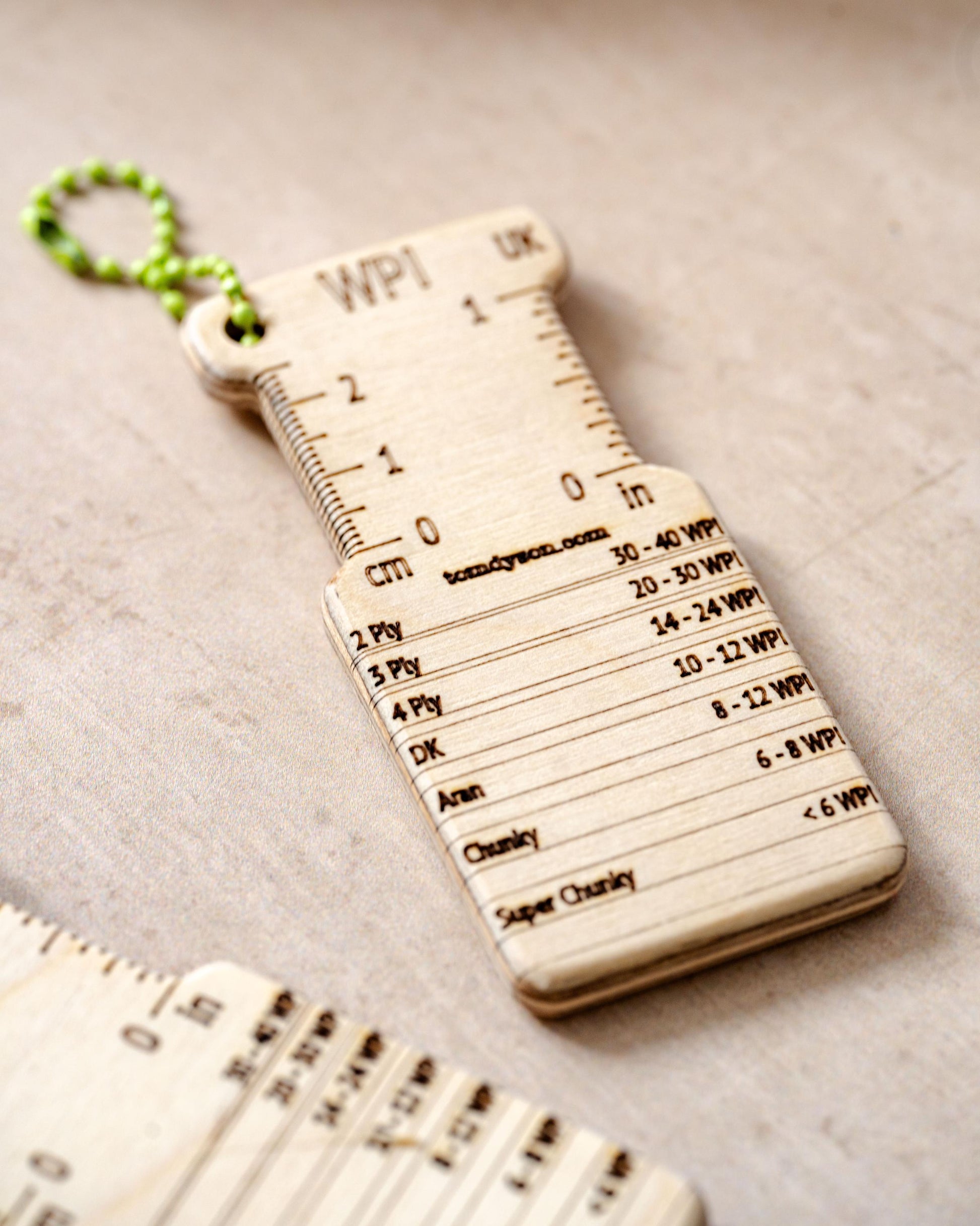 Dual-Sided Birch WPI Tool: UK & US Knitting Gauge