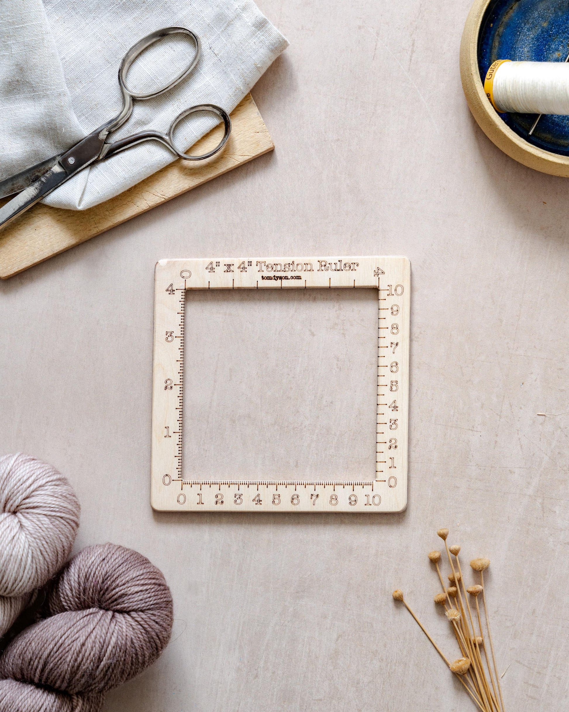 Birch Plywood Tension Ruler: 4 Inch Knitting Gauge