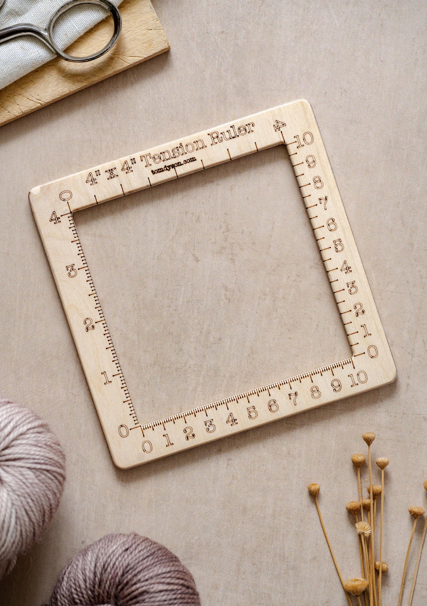 Birch Plywood Tension Ruler: 4 Inch Knitting Gauge