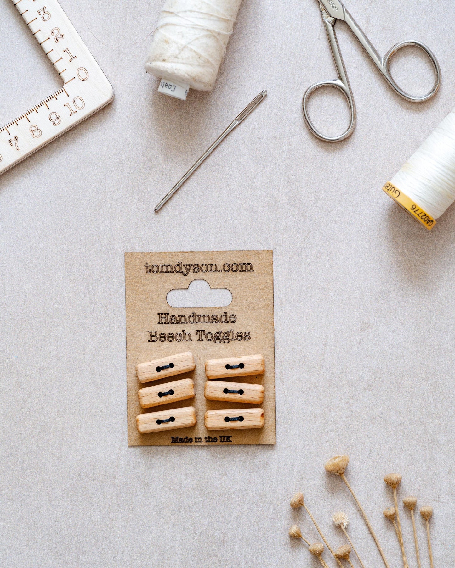 Handmade Wood Toggles – 25mm Natural Wooden Fasteners for Knitting, Sewing & Crafts