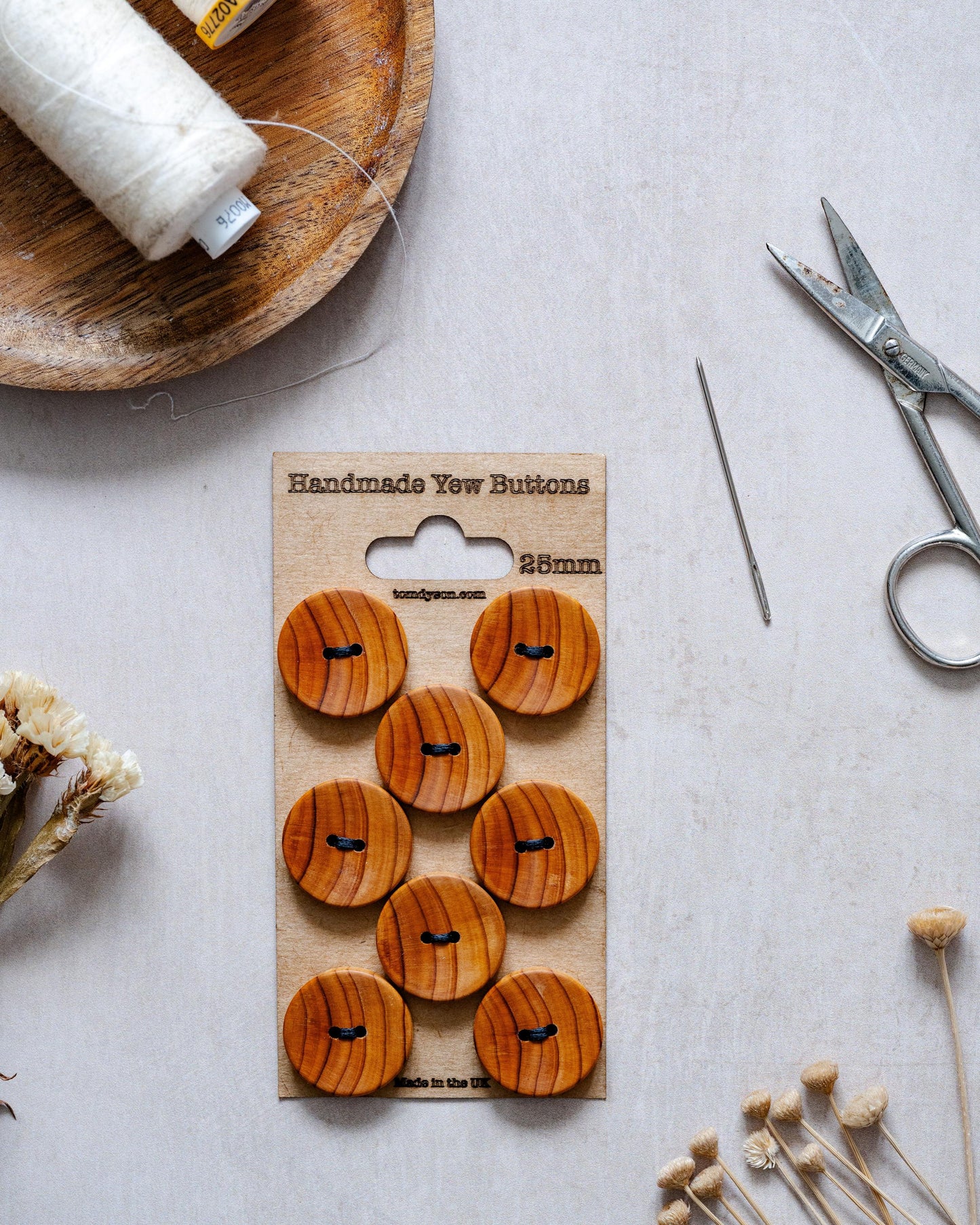 Yew Buttons, Handmade & Full Range of Sizes