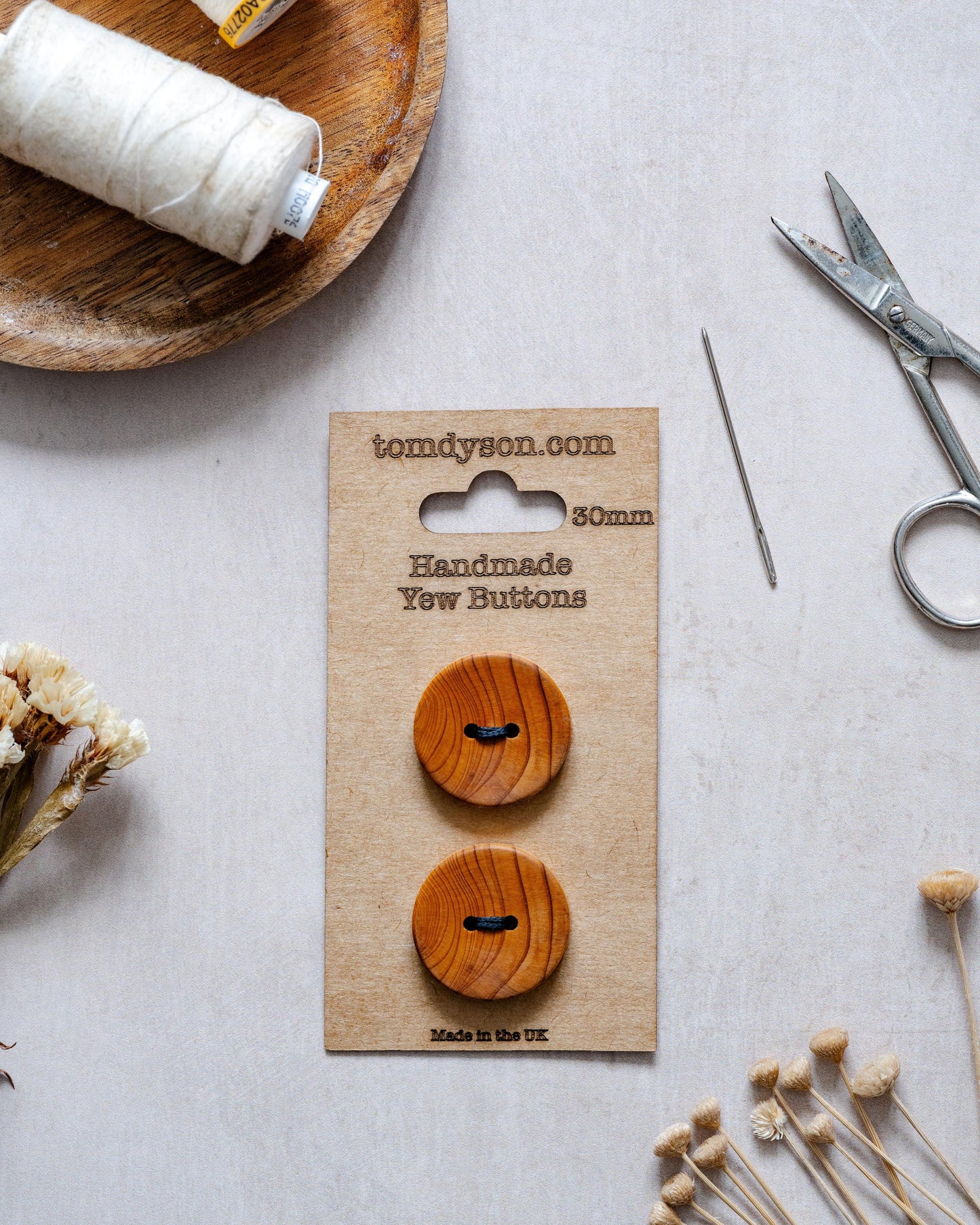 Yew Buttons, Handmade & Full Range of Sizes