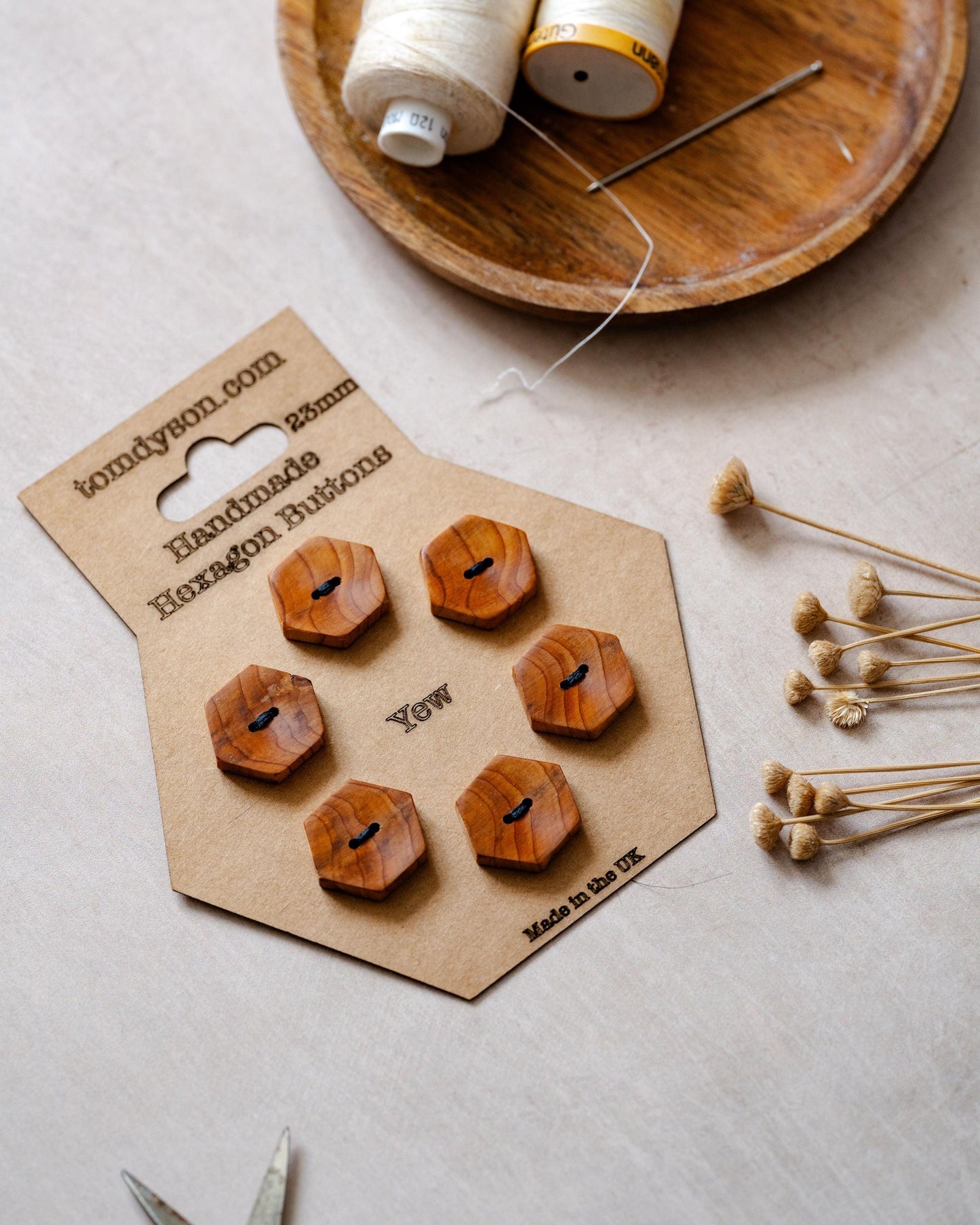 Yew Buttons, Handmade & Full Range of Sizes