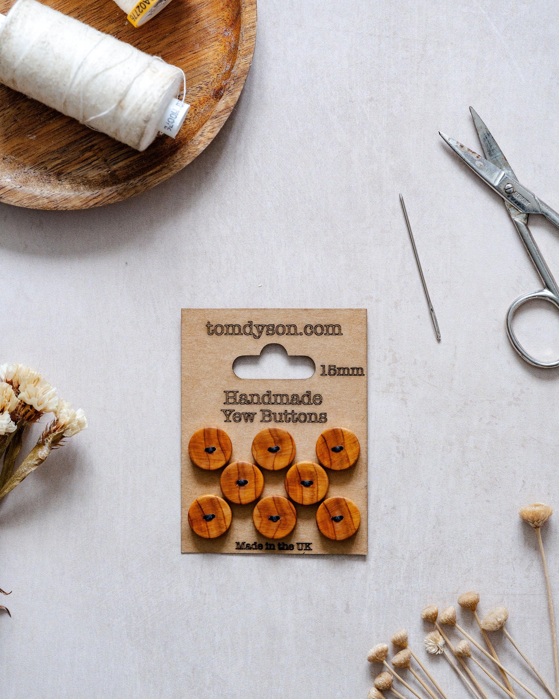 Yew Buttons, Handmade & Full Range of Sizes