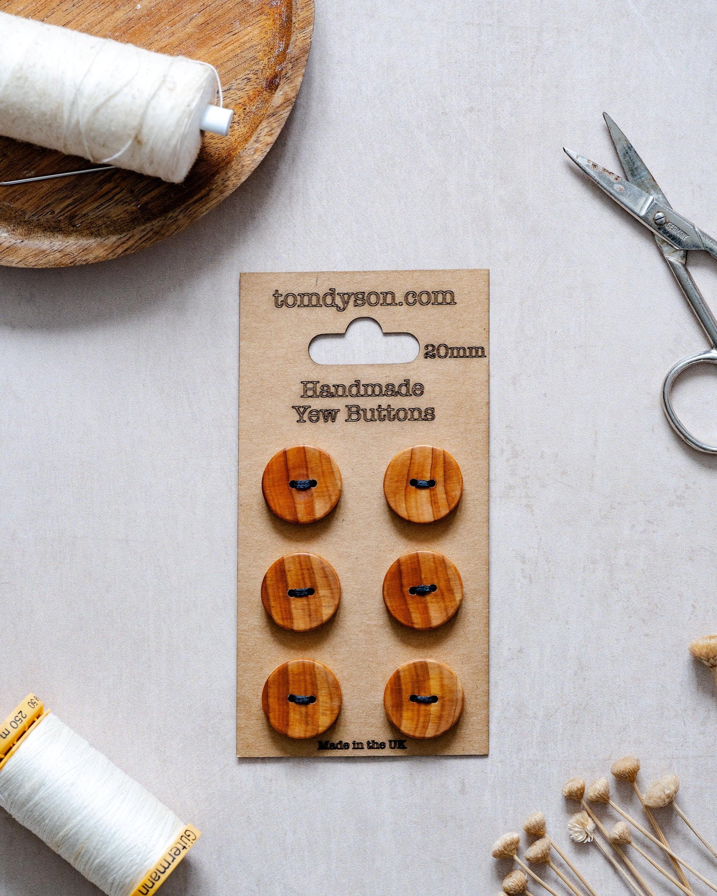 Yew Buttons, Handmade & Full Range of Sizes