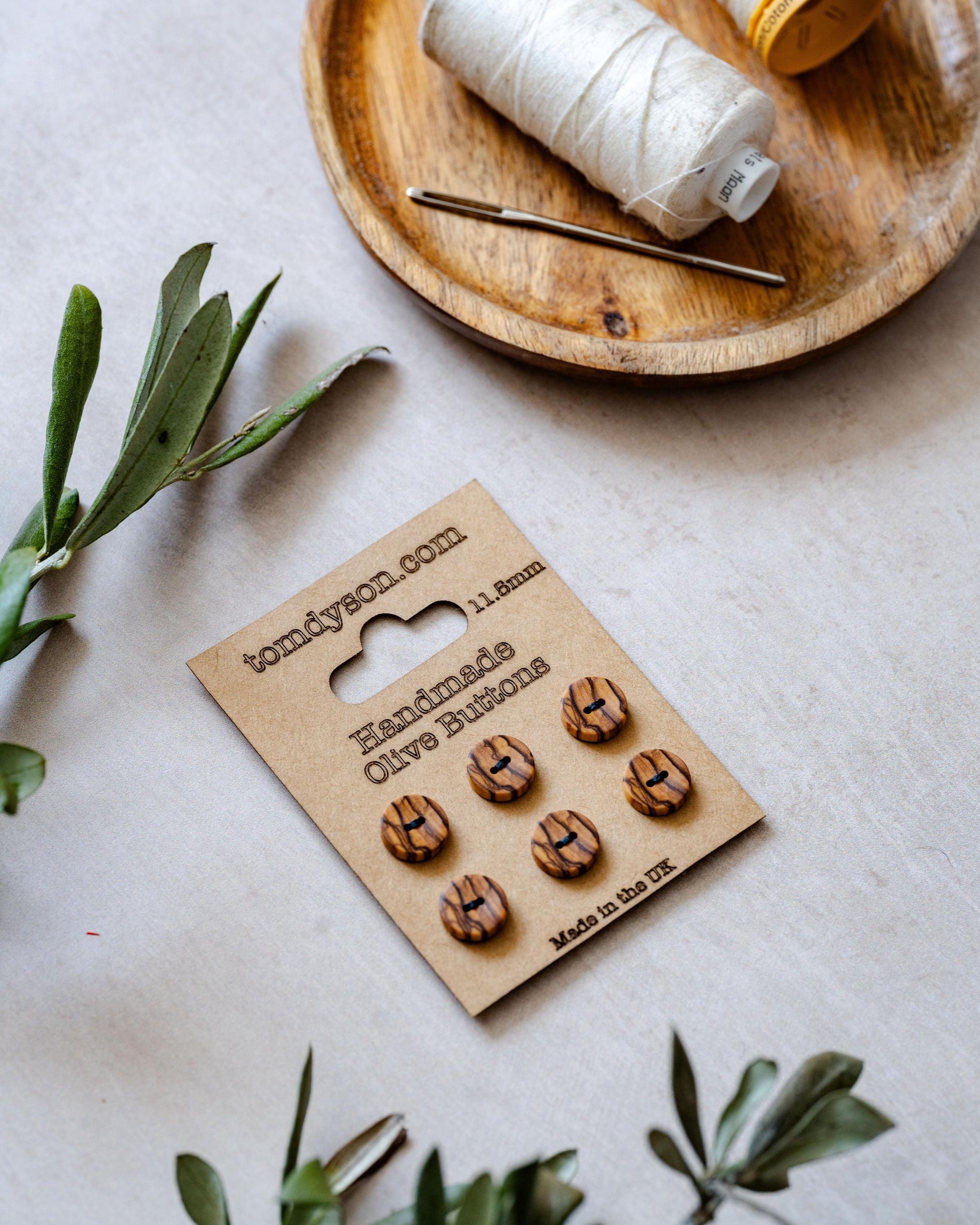 Handmade Olive Wood Buttons, Made in the UK