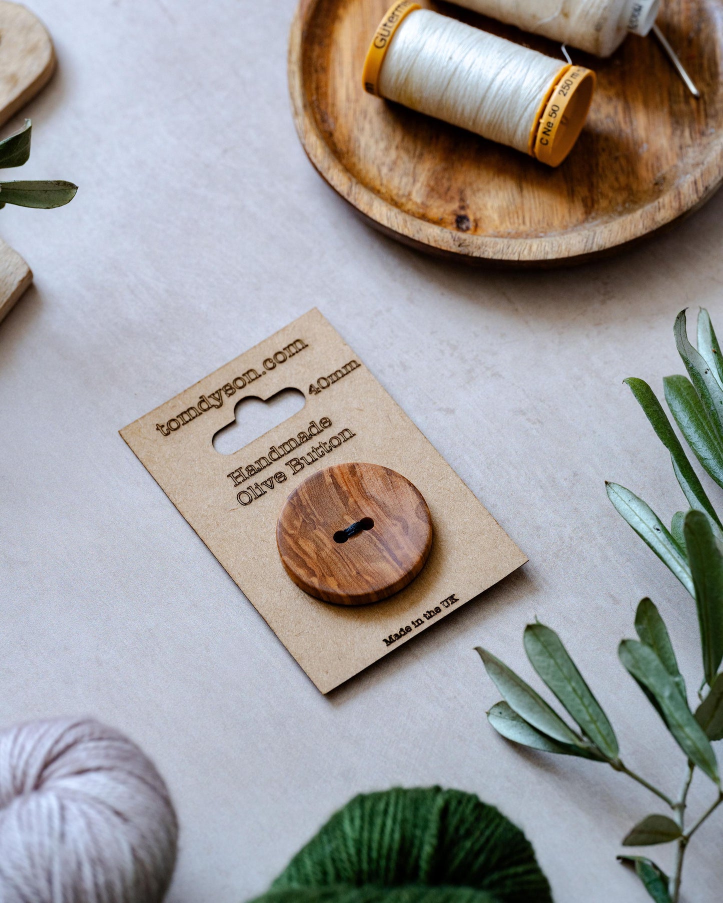 Handmade Olive Wood Buttons, Made in the UK