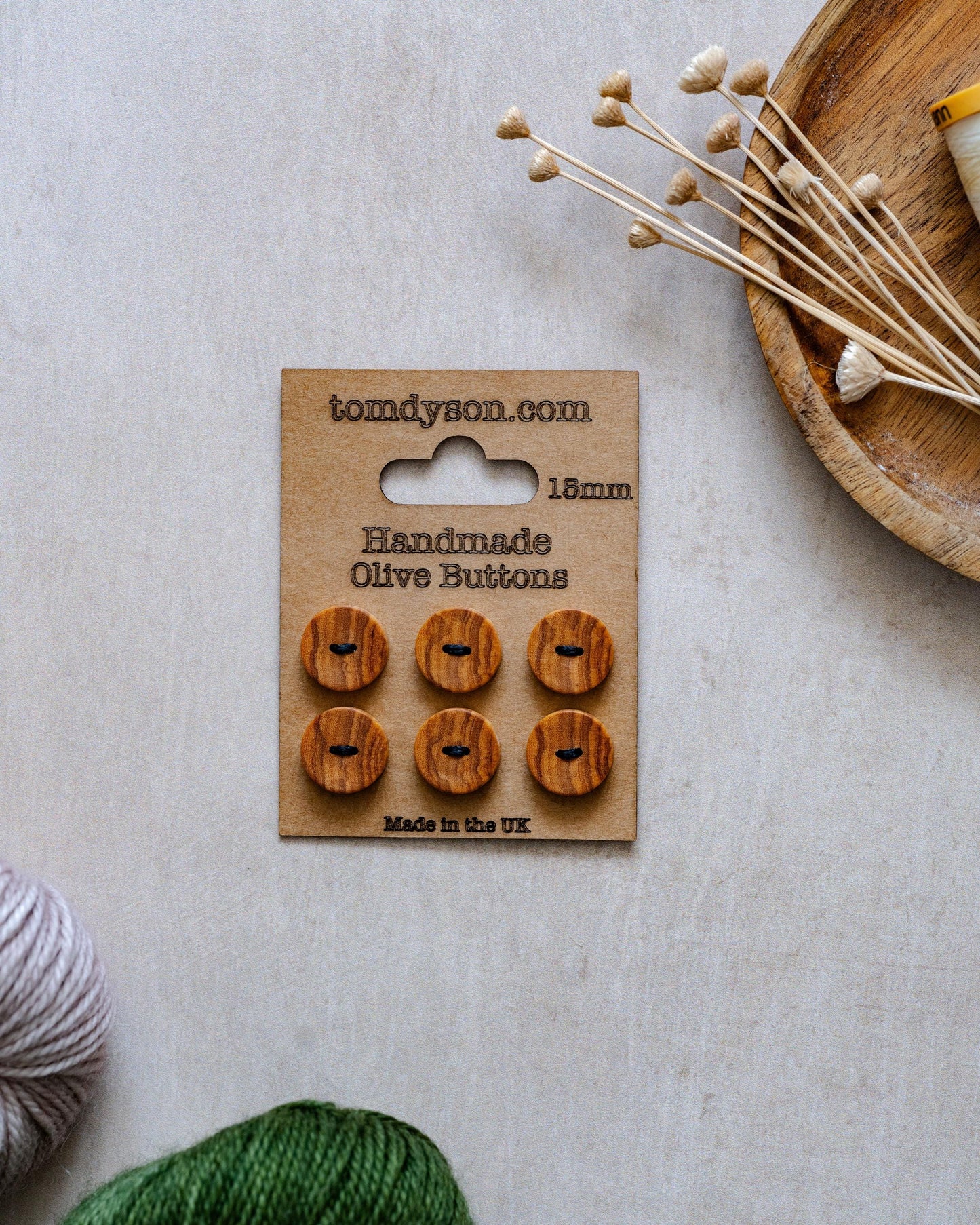 Handmade Olive Wood Buttons, Made in the UK