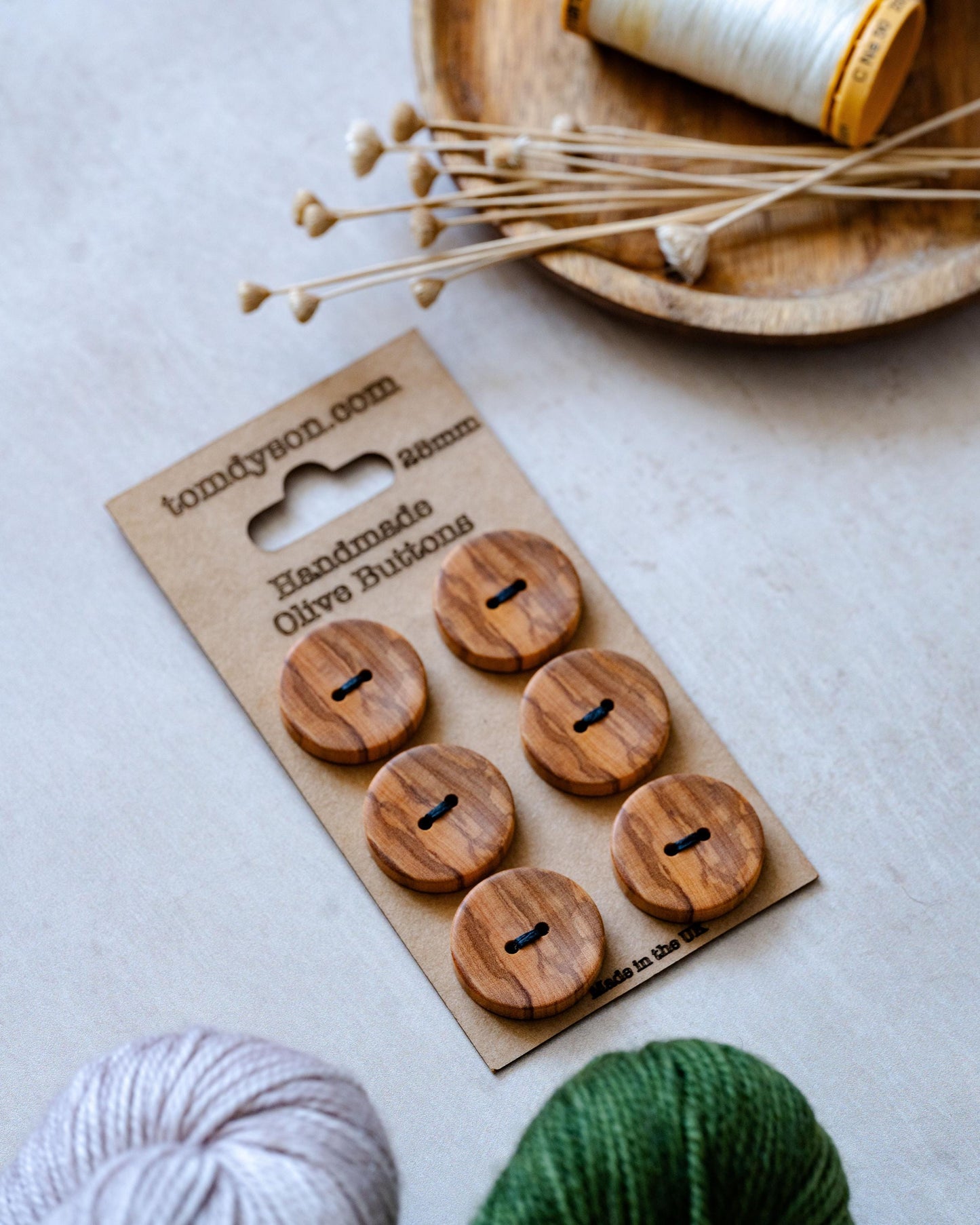 Handmade Olive Wood Buttons, Made in the UK