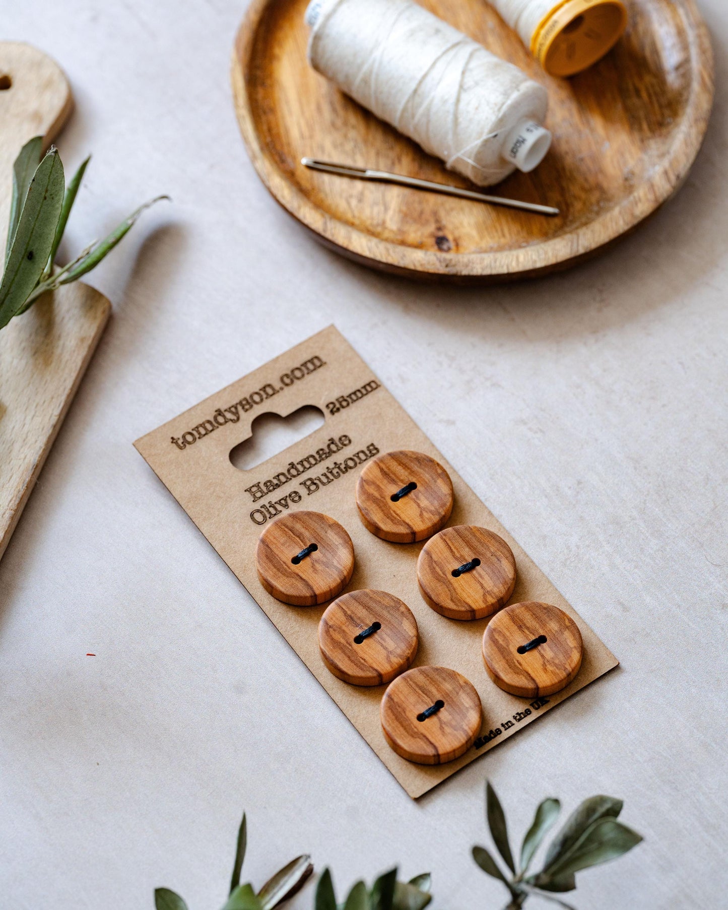 Handmade Olive Wood Buttons, Made in the UK