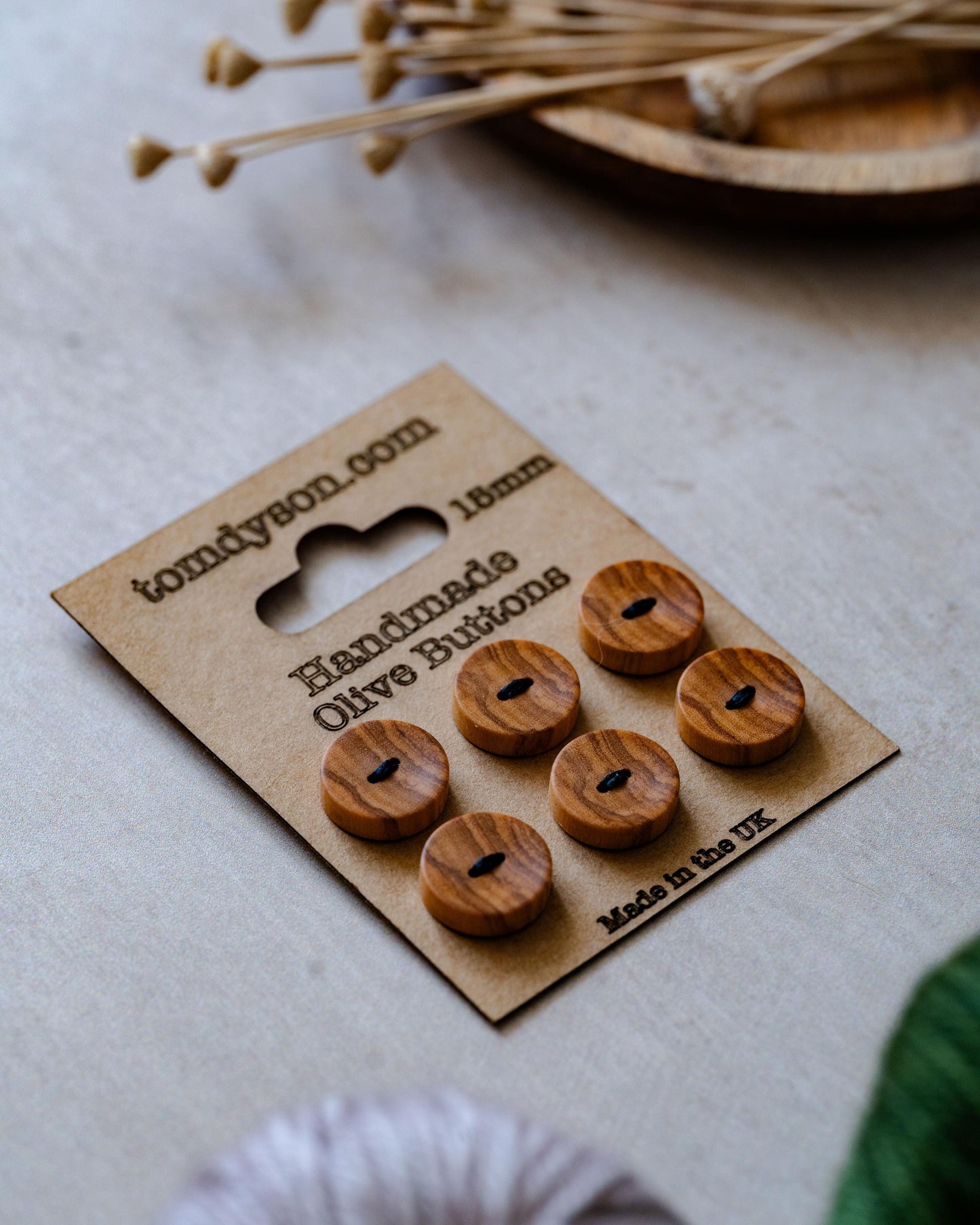 Handmade Olive Wood Buttons, Made in the UK
