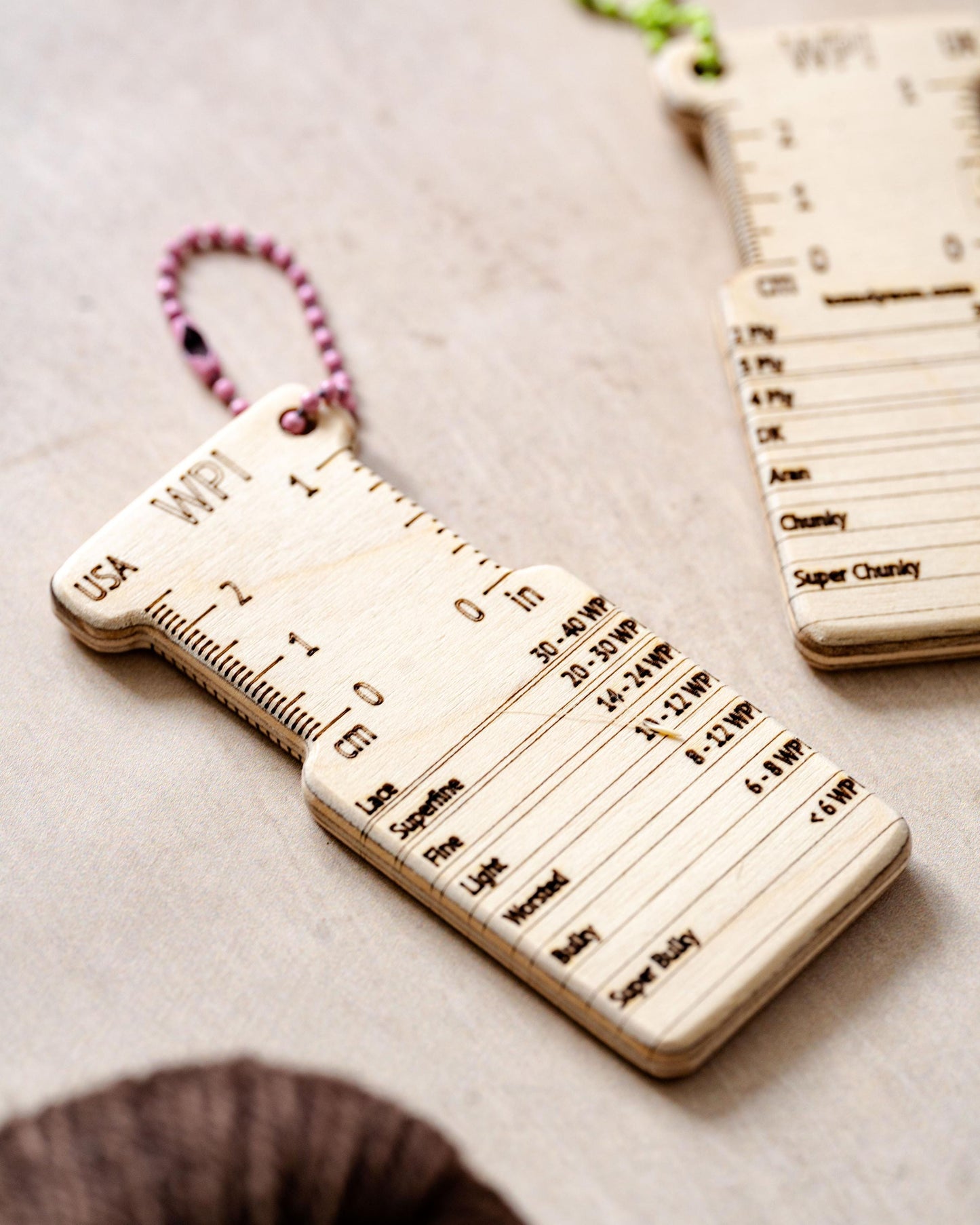 Dual-Sided Birch WPI Tool: UK & US Knitting Gauge