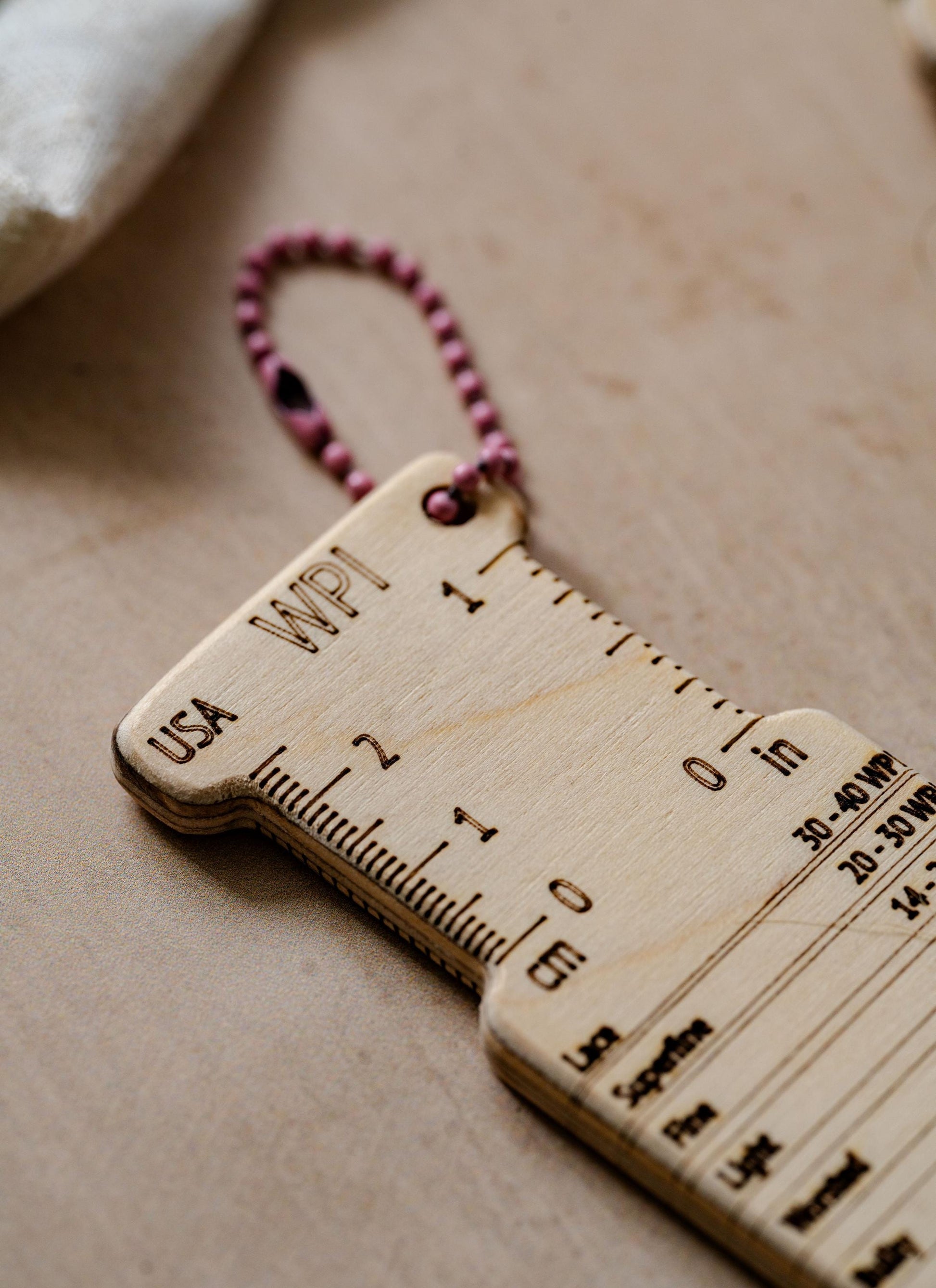 Dual-Sided Birch WPI Tool: UK & US Knitting Gauge