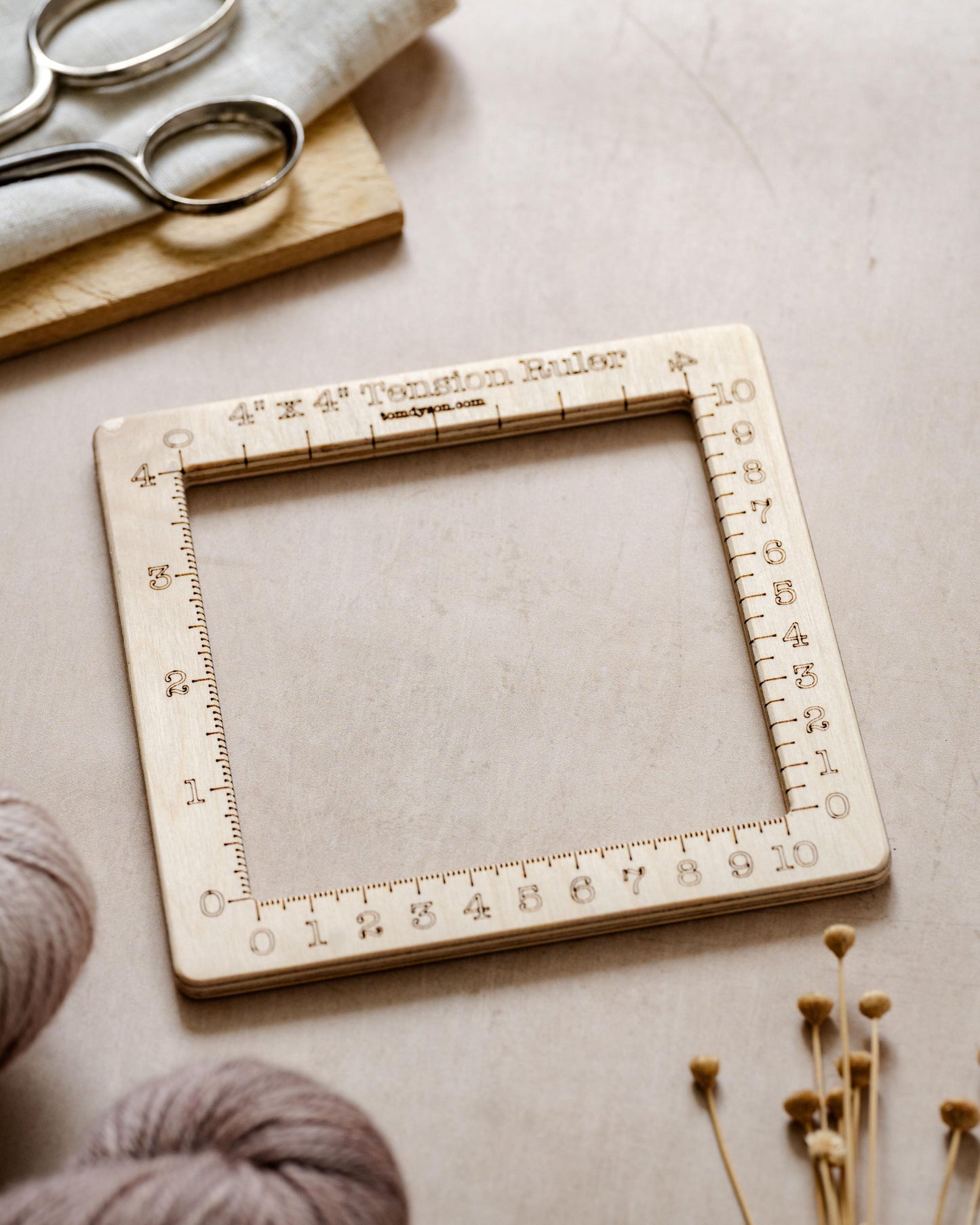Birch Plywood Tension Ruler: 4 Inch Knitting Gauge