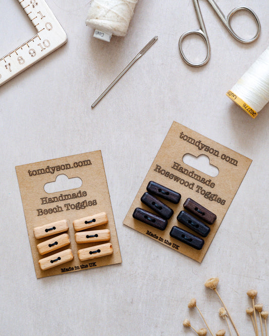 Handmade Wood Toggles – 25mm Natural Wooden Fasteners for Knitting, Sewing & Crafts