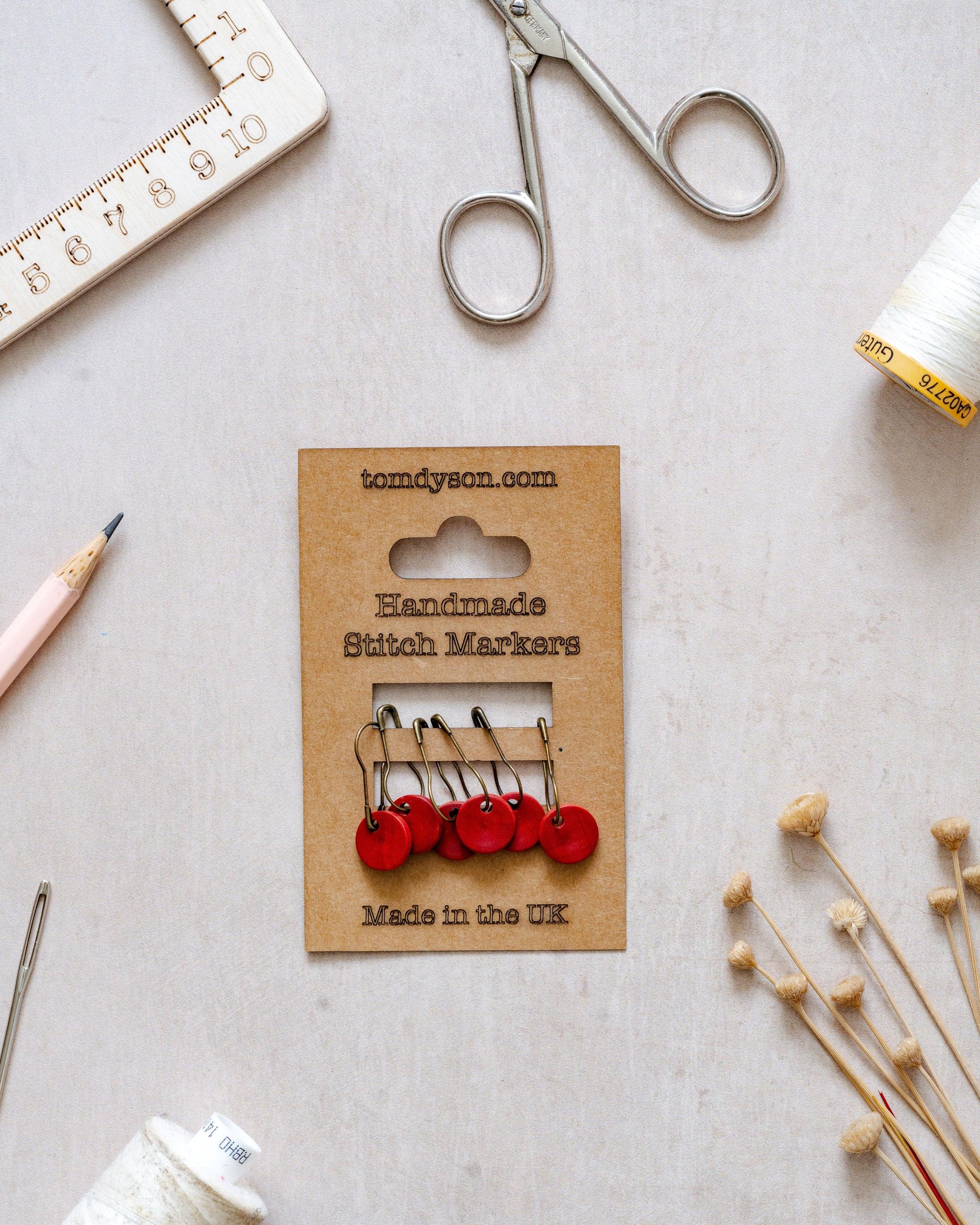 Handturned Wooden Stitch Markers - New Forest Handmade Knitting Accessories - Set of 6