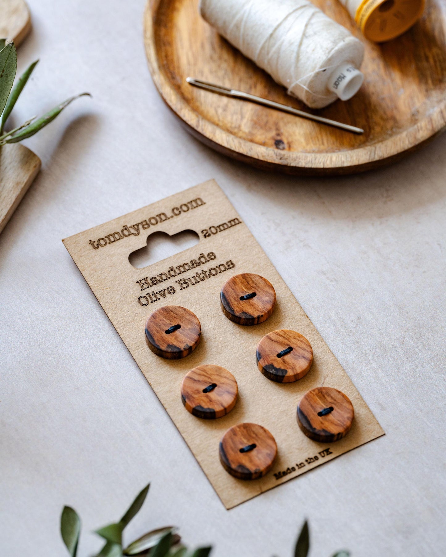 Handmade Olive Wood Buttons, Made in the UK