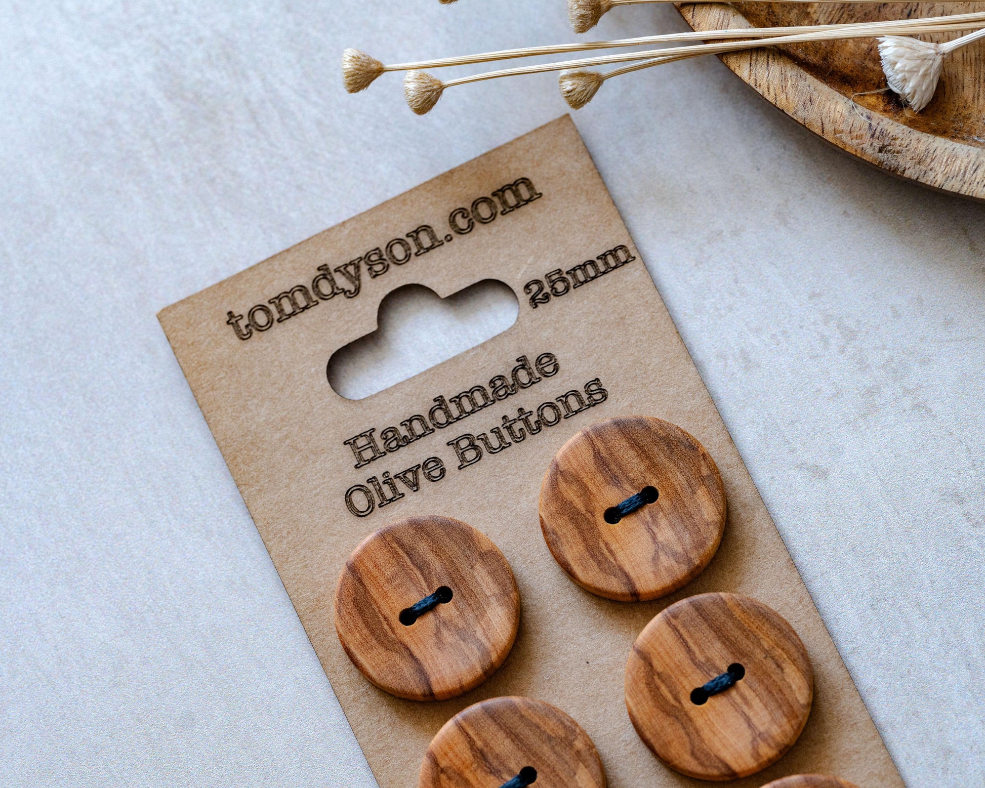 Handmade Olive Wood Buttons, Made in the UK