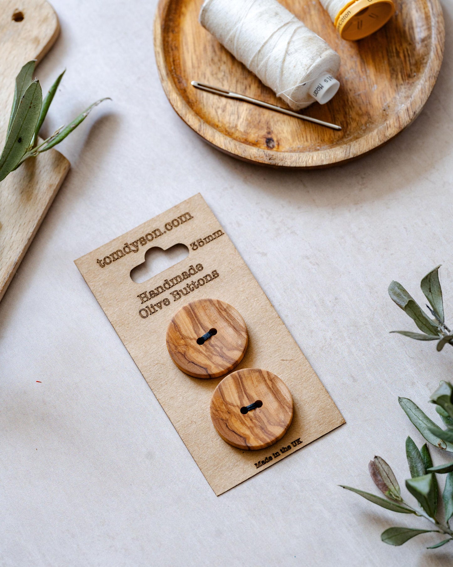 Handmade Olive Wood Buttons, Made in the UK
