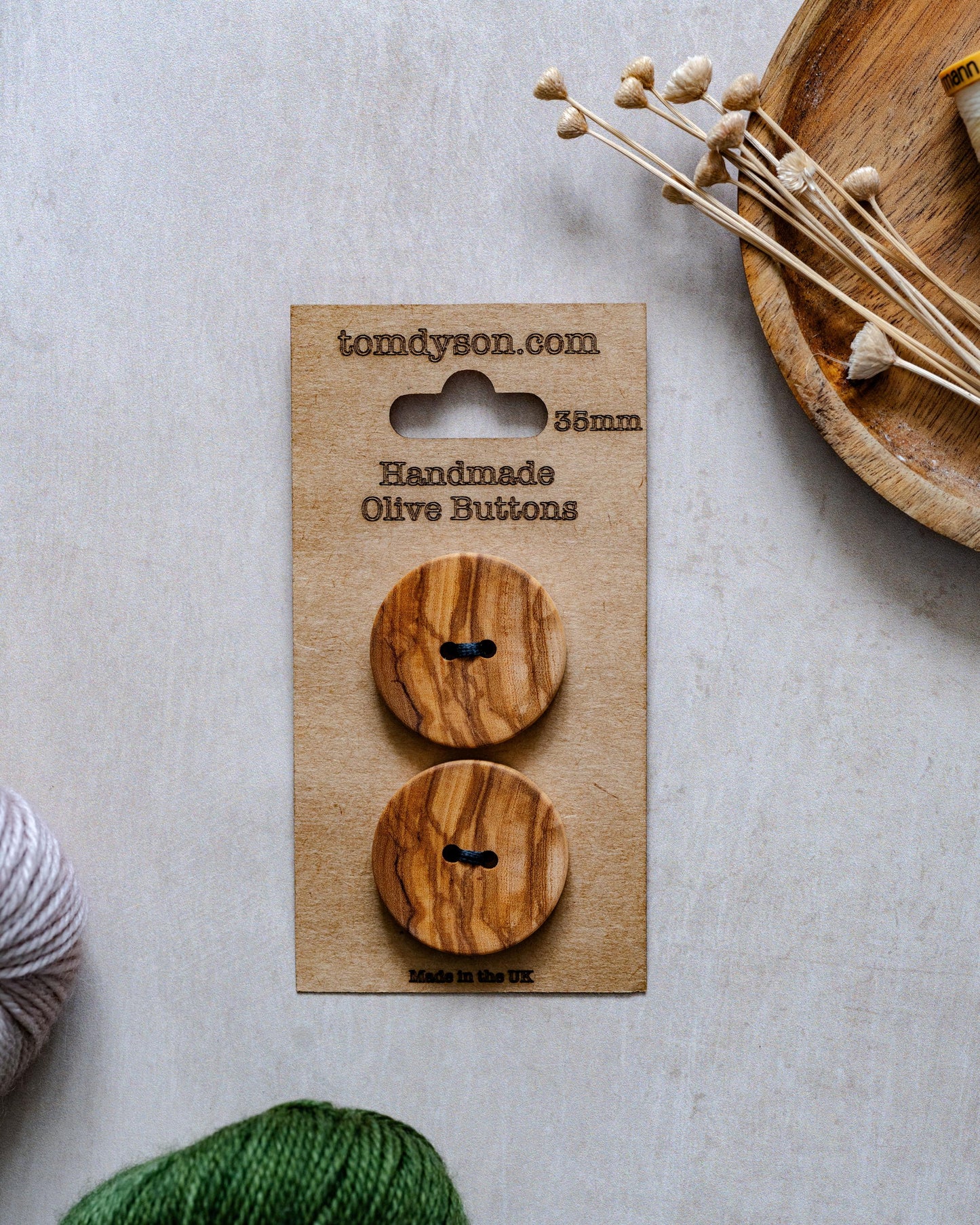 Handmade Olive Wood Buttons, Made in the UK