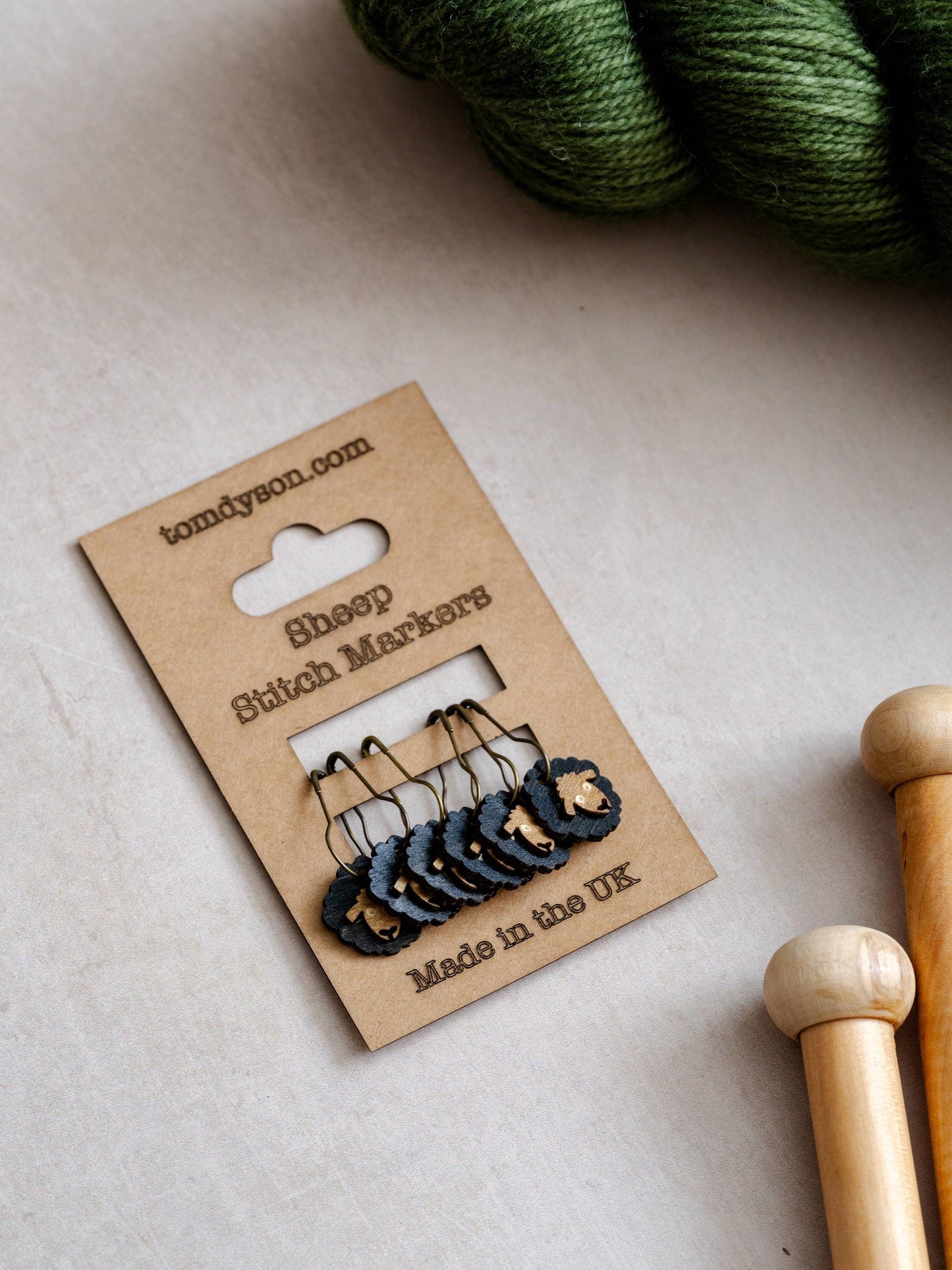 Layered Wooden Sheep Stitch Markers, Set of 6 for Knitting and Crochet
