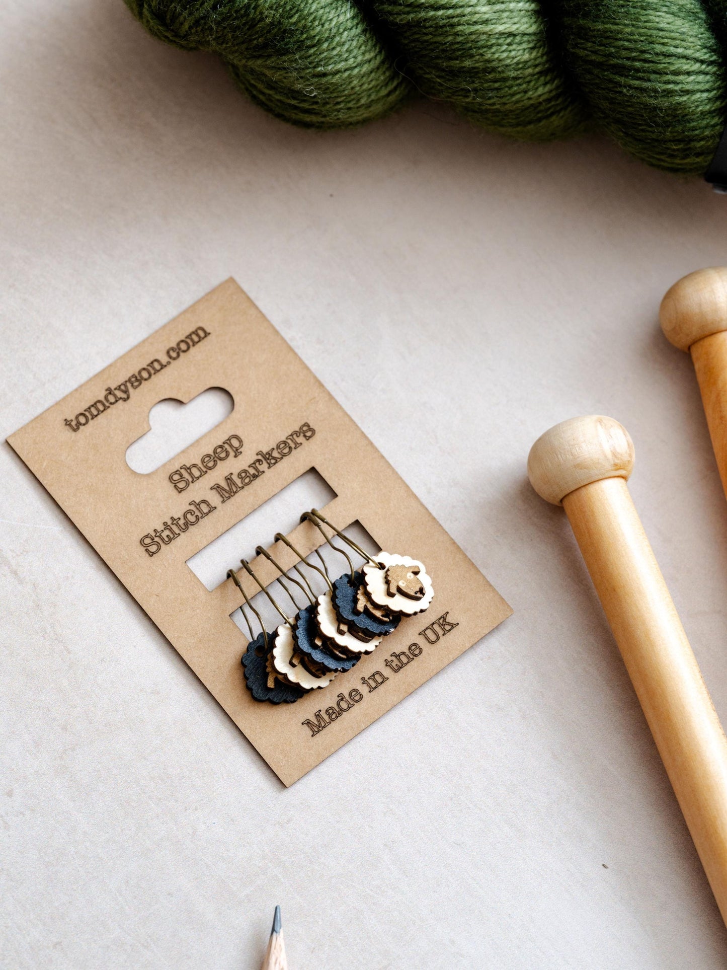 Layered Wooden Sheep Stitch Markers, Set of 6 for Knitting and Crochet