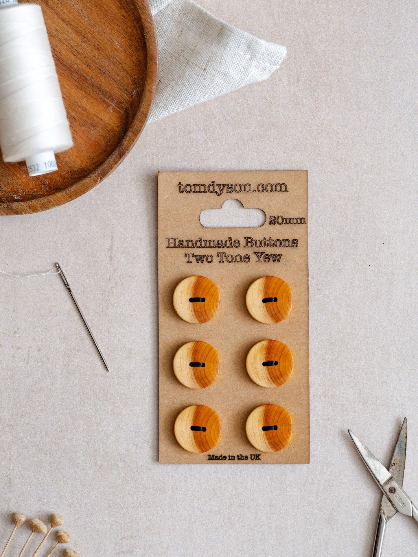 Two Tone Yew Buttons, Handmade & Full Range of Sizes