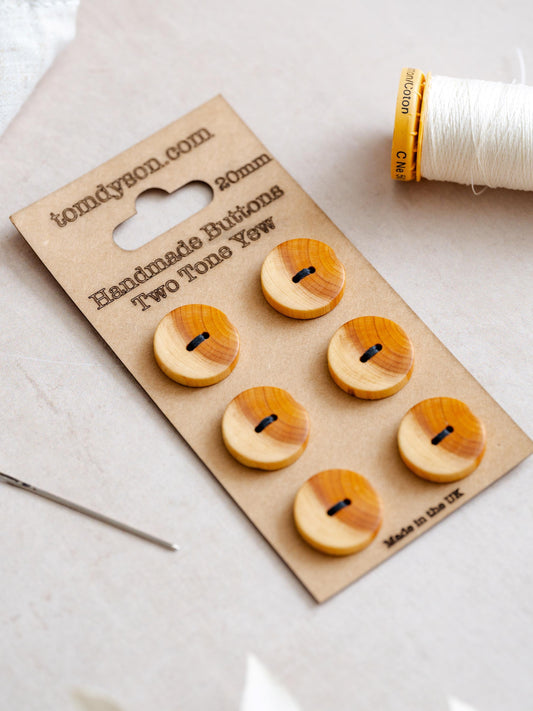 Two Tone Yew Buttons, Handmade & Full Range of Sizes