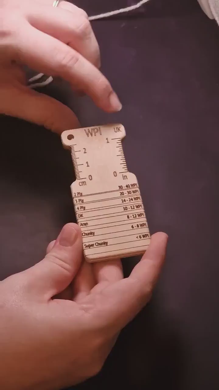 Dual-Sided Birch WPI Tool: UK & US Knitting Gauge